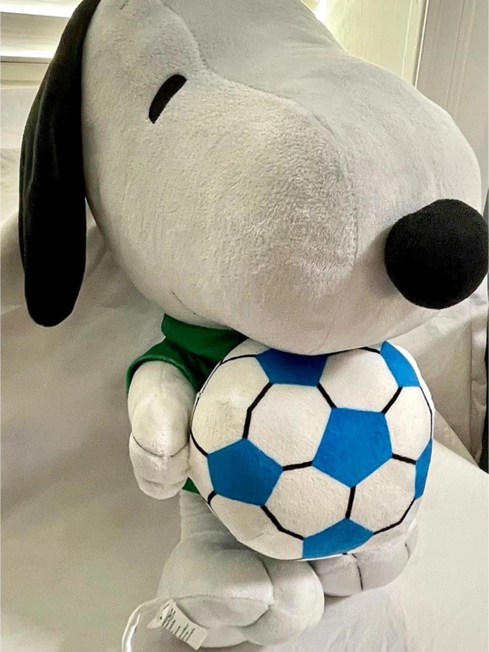 Peanuts Snoopy Plush Holding Soccer Ball 16" Stuffed Animal Green Jersey